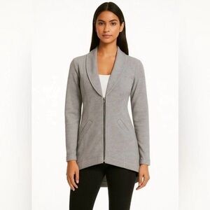 CABI Drop Off Zip Back Gray Blazer Jacket Boho Retro Lagenlook Womens Large